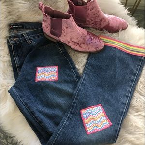 DNKY Jeans with Rainbow Ribbon Trim and Bow Junior
